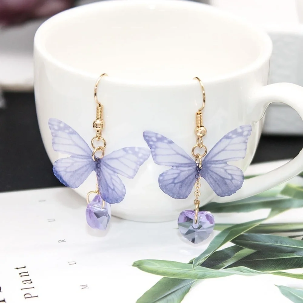 *UNA* Purple Butterfly Fashion Dangle Earrings